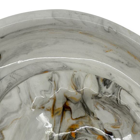 Vintage MCM Marbled Ashtray Holland Mold Gray Orange Signed Artist - Picture 3 of 5